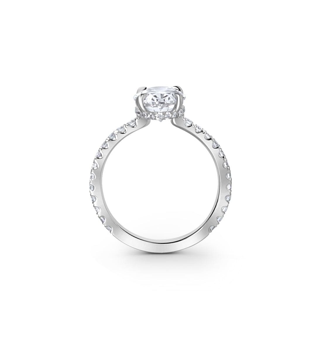 Oval Hidden Halo and Pave Engagement Ring