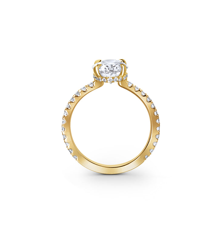 Oval Hidden Halo and Pave Engagement Ring