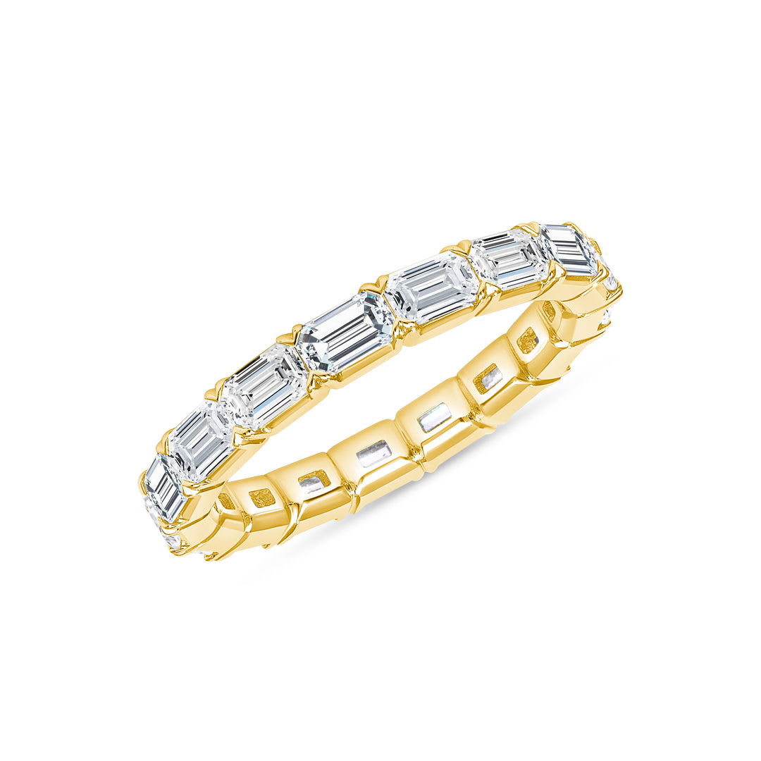 Small East West Emerald Cut V Prong Eternity Band