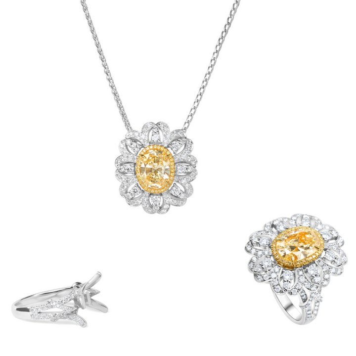 Sunflower Diamond Convertible Pendant Ring