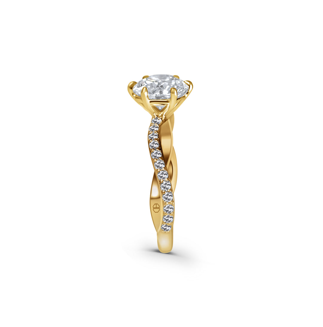 Round Pave Twist Diamond Engagement Ring