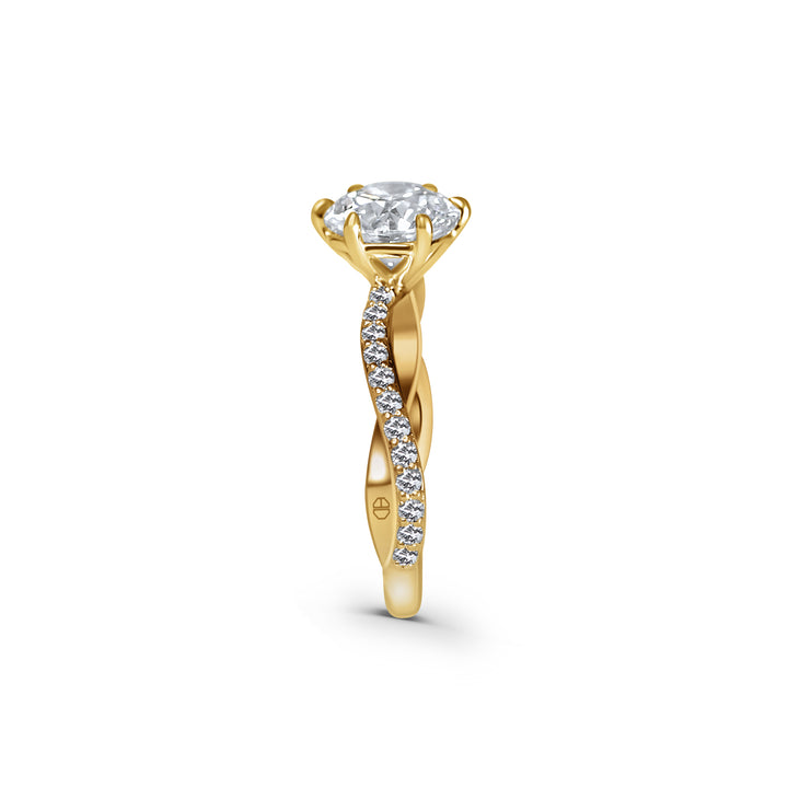 Round Pave Twist Diamond Engagement Ring