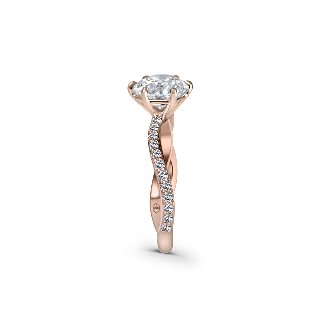 Round Pave Twist Diamond Engagement Ring