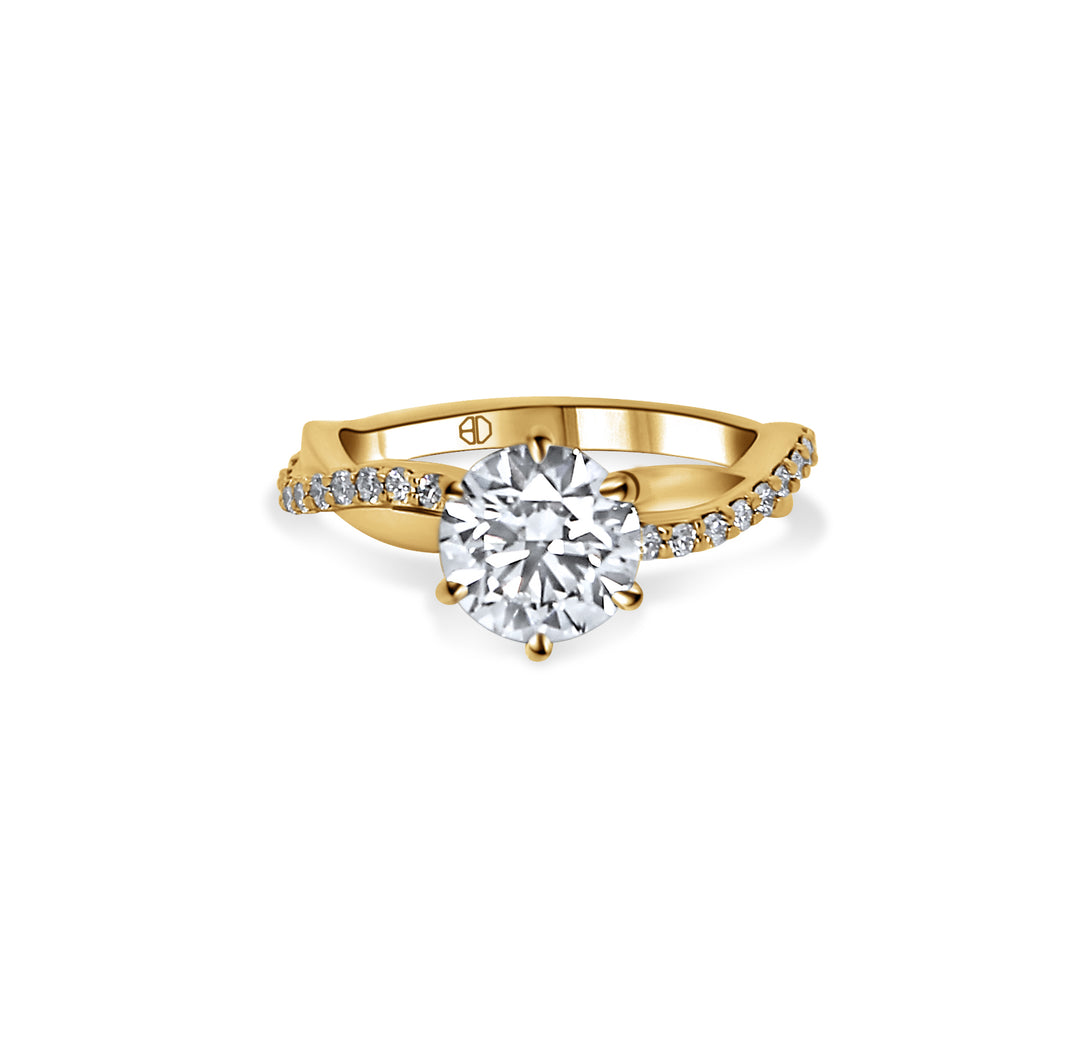 Round Pave Twist Diamond Engagement Ring