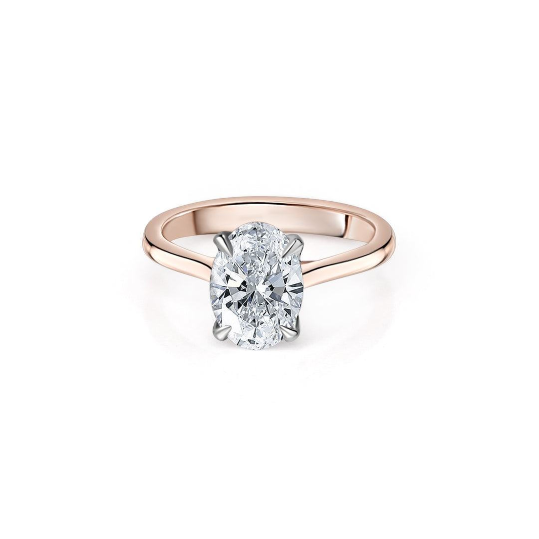 Oval Tulip Solitare Two-Tone Engagement Ring