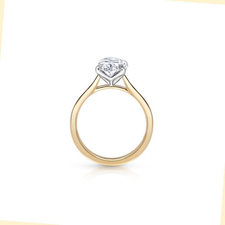 Oval Tulip Solitare Two-Tone Engagement Ring