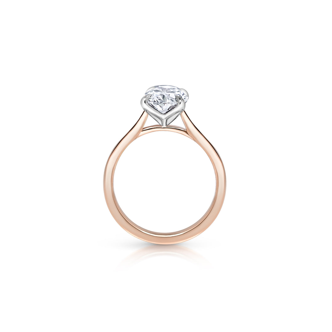 Oval Tulip Solitare Two-Tone Engagement Ring