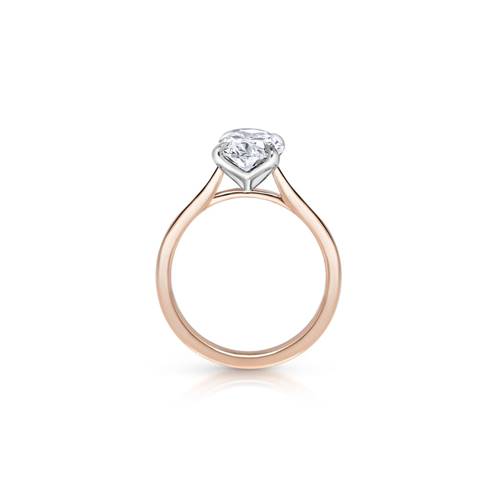 Oval Tulip Solitare Two-Tone Engagement Ring