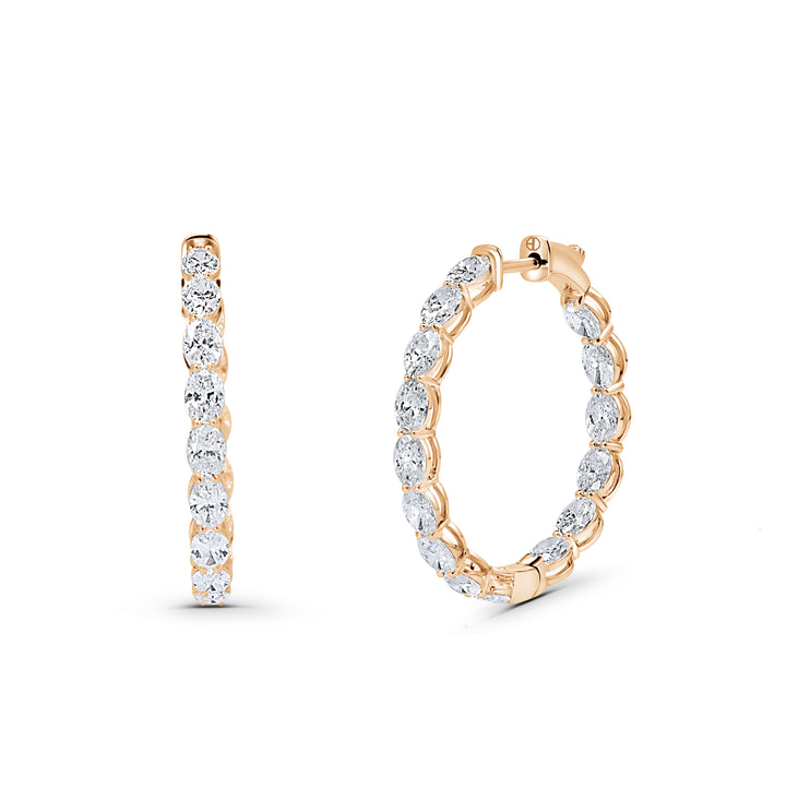 Oval Diamond Hoop Earrings