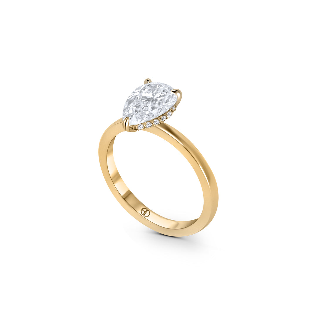 Pear Shape Hidden Halo Solitaire Engagement Ring