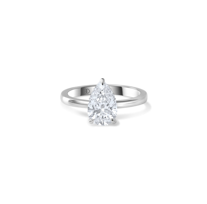 Pear Shape Hidden Halo Solitaire Engagement Ring