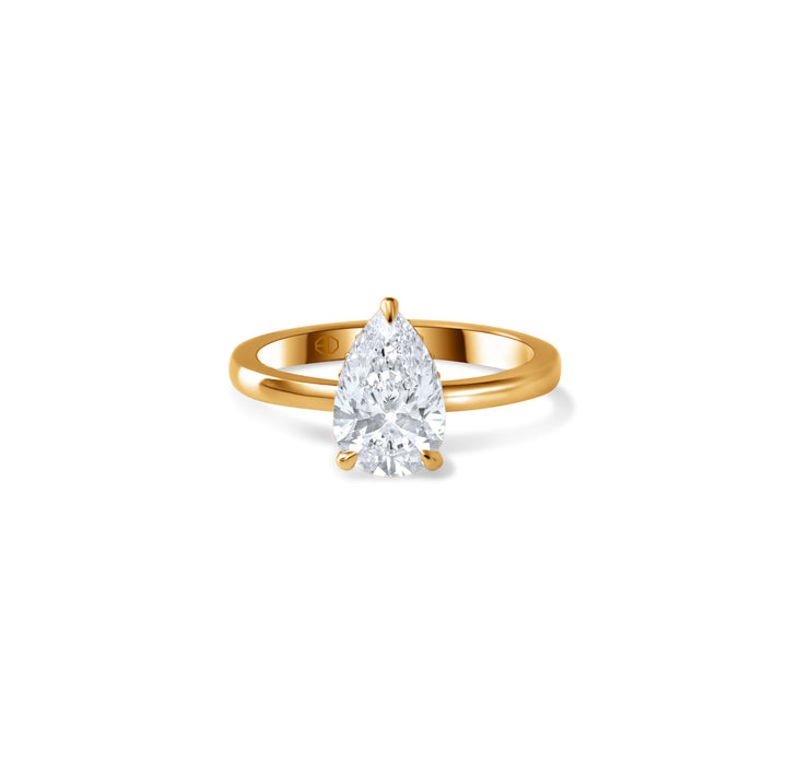 Pear Shape Hidden Halo Solitaire Engagement Ring