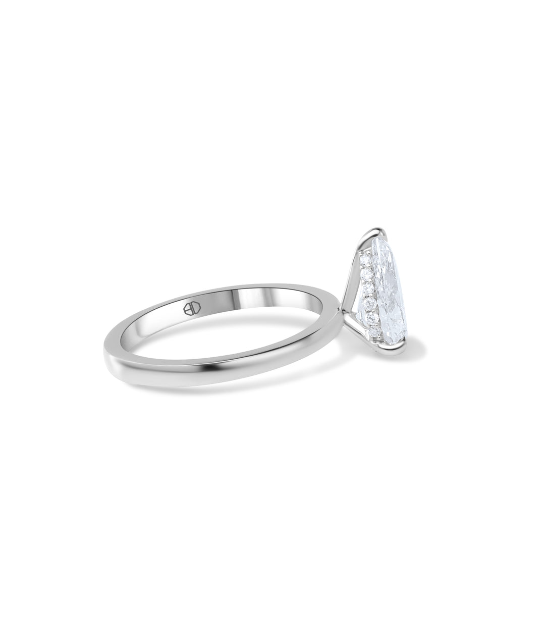 Pear Shape Hidden Halo Solitaire Engagement Ring