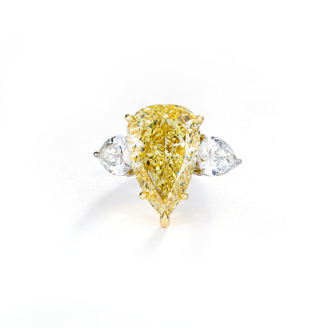 Pear Shape Yellow Diamond Ring