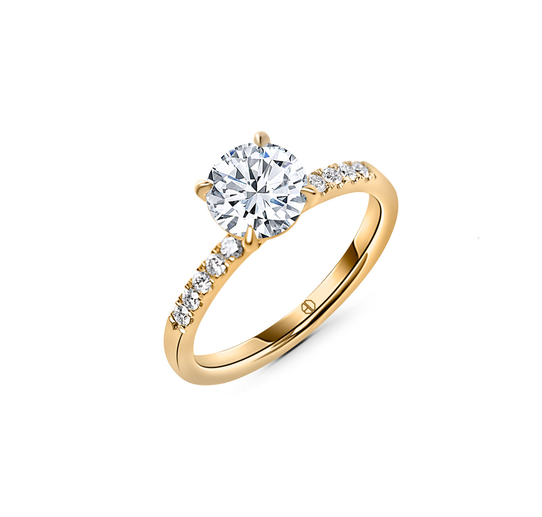 Round Pave Diamond Accent Engagement Ring