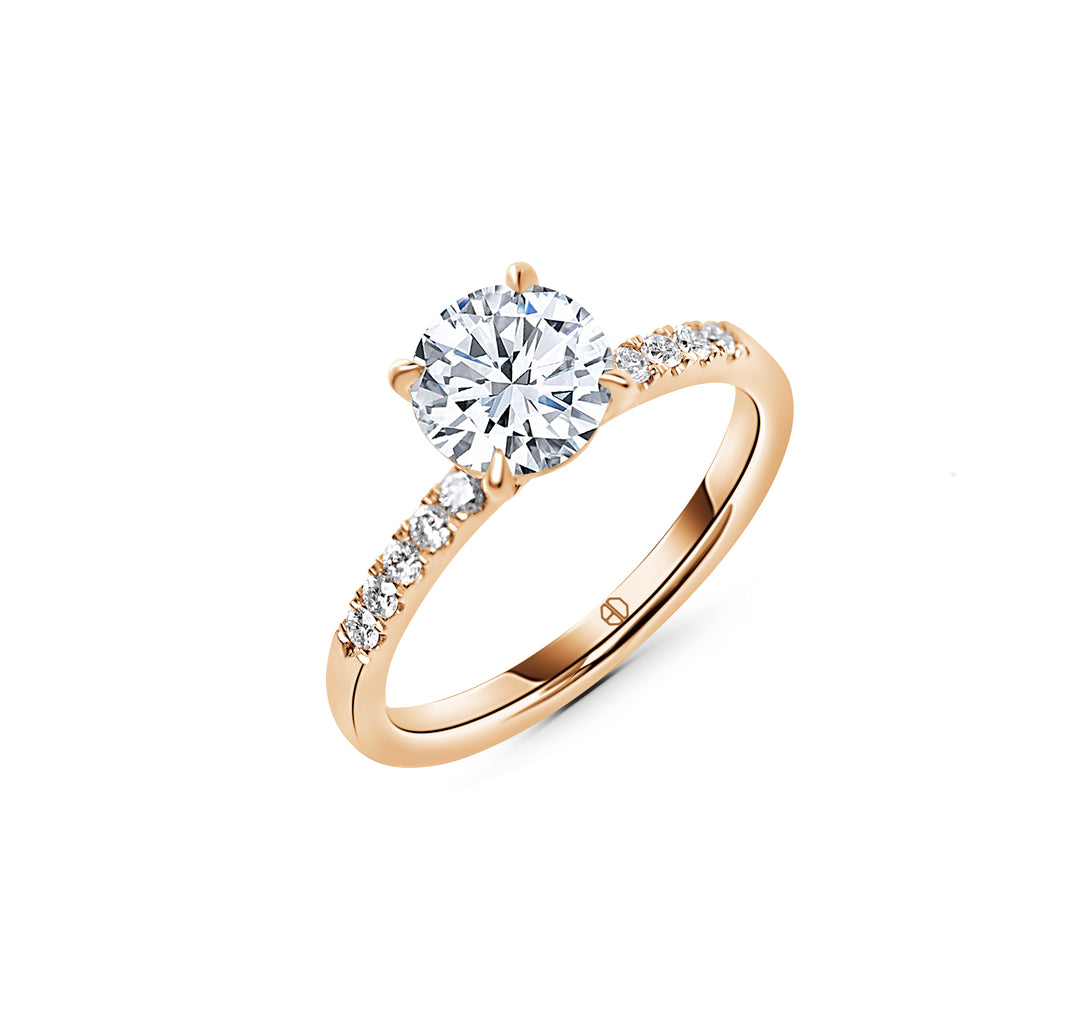 Round Pave Diamond Accent Engagement Ring