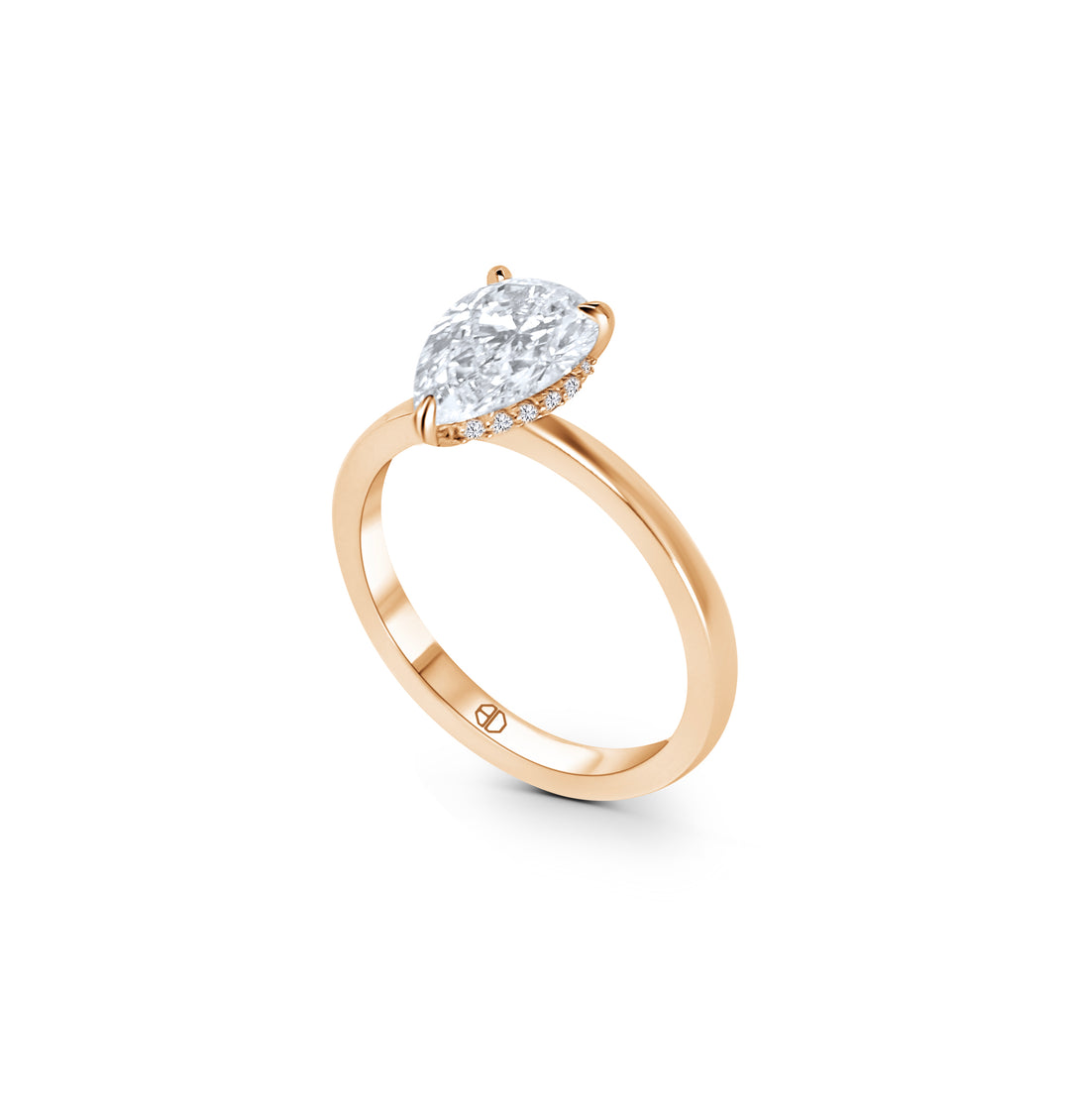 Pear Hidden Halo Ring