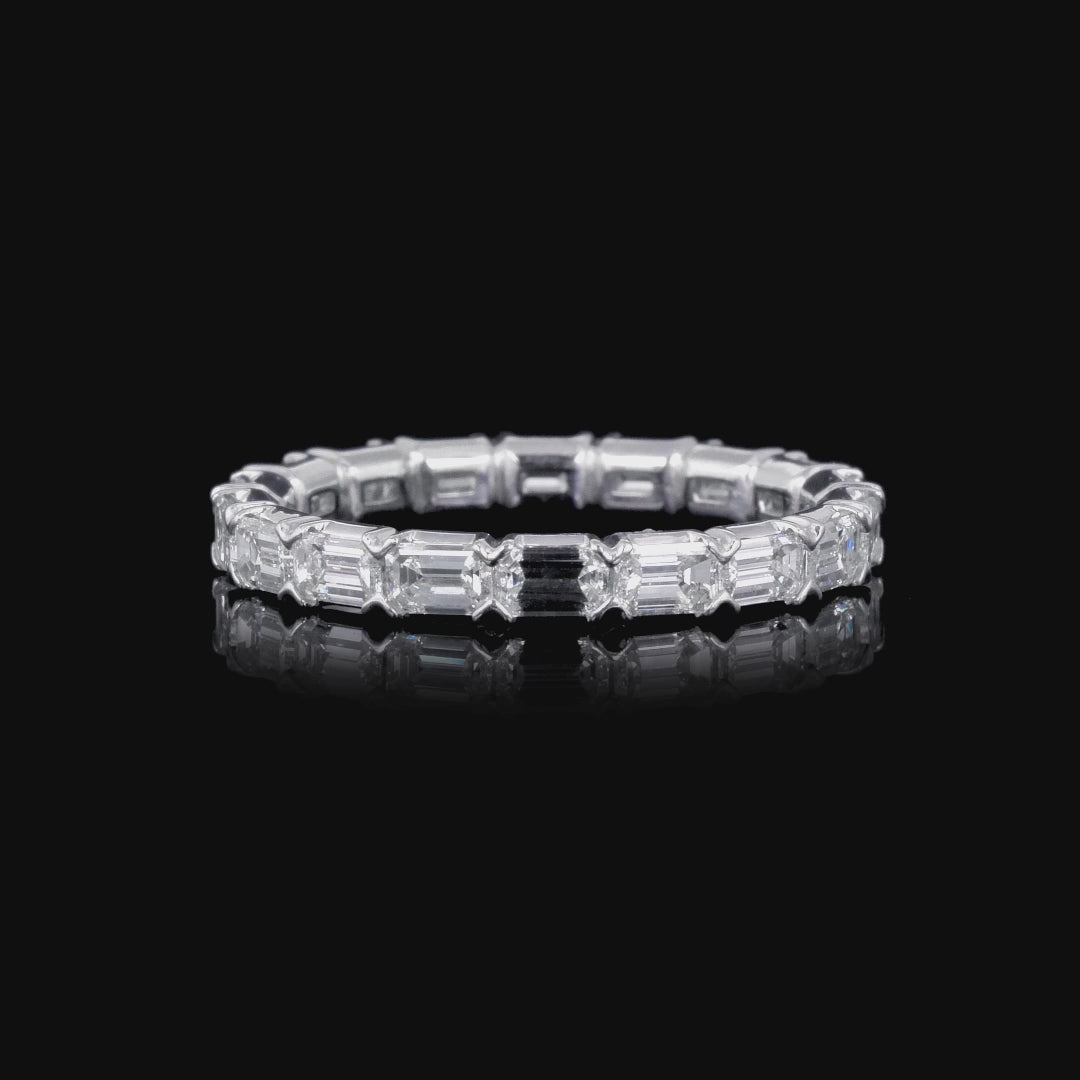 Small East West Emerald Cut V Prong Eternity Band