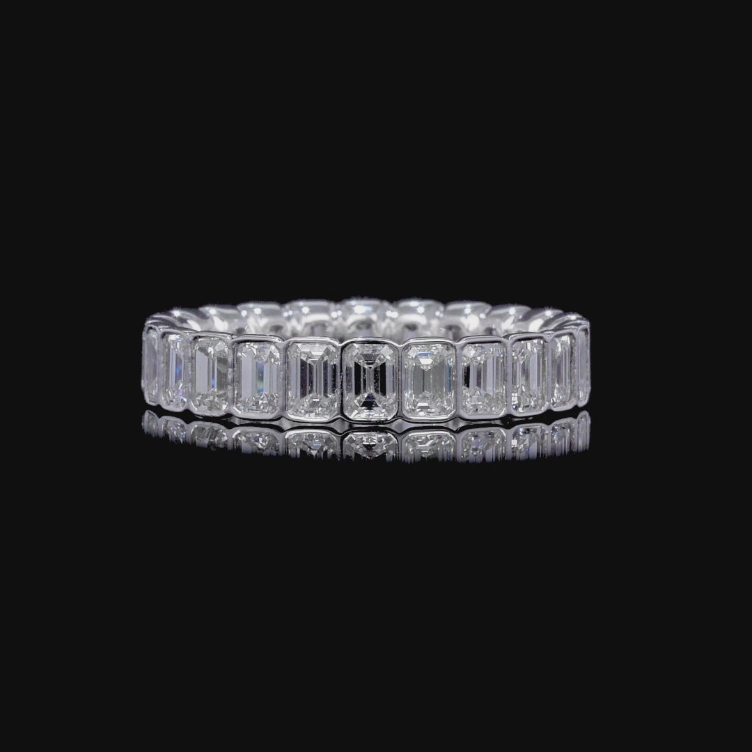 Emerald Cut Bezel Set Eternity Band