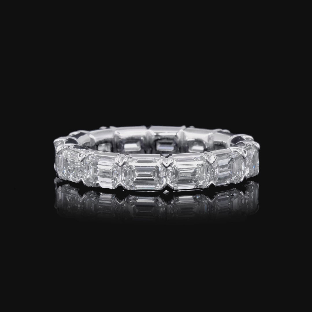 Medium Emerald Diamond V Prong Eternity Band